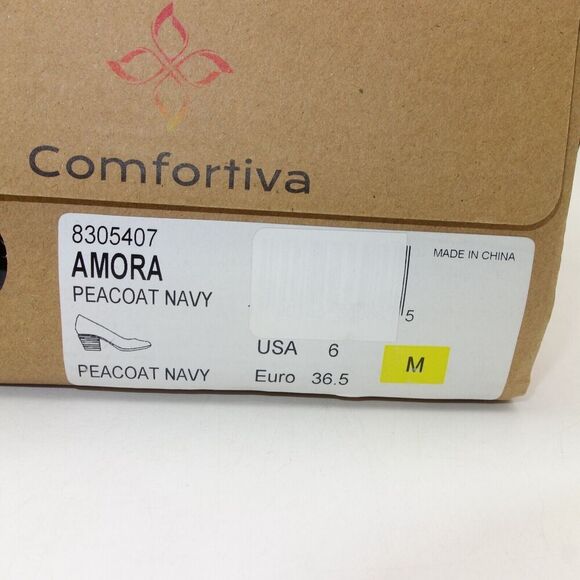 NEW Comfortiva Amora Pumps Heels Square Chunky Shoes Peacoat Navy Blue Women\'s 6